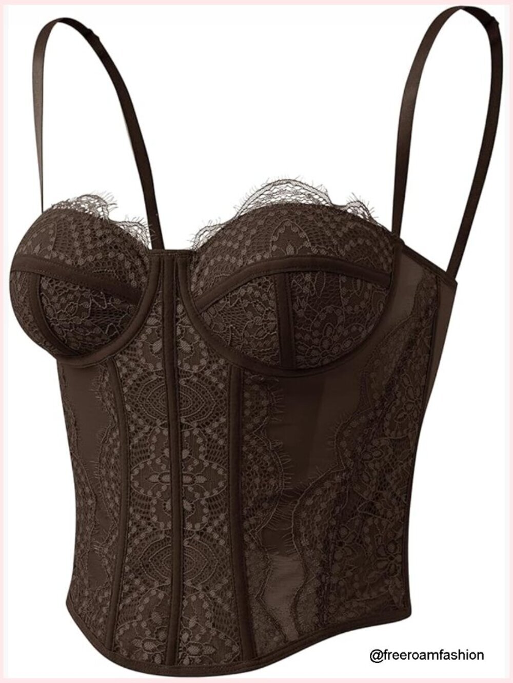 Lace Corset Bustier Crop Top with Adjustable Straps Sexy Going Out Top Boned
